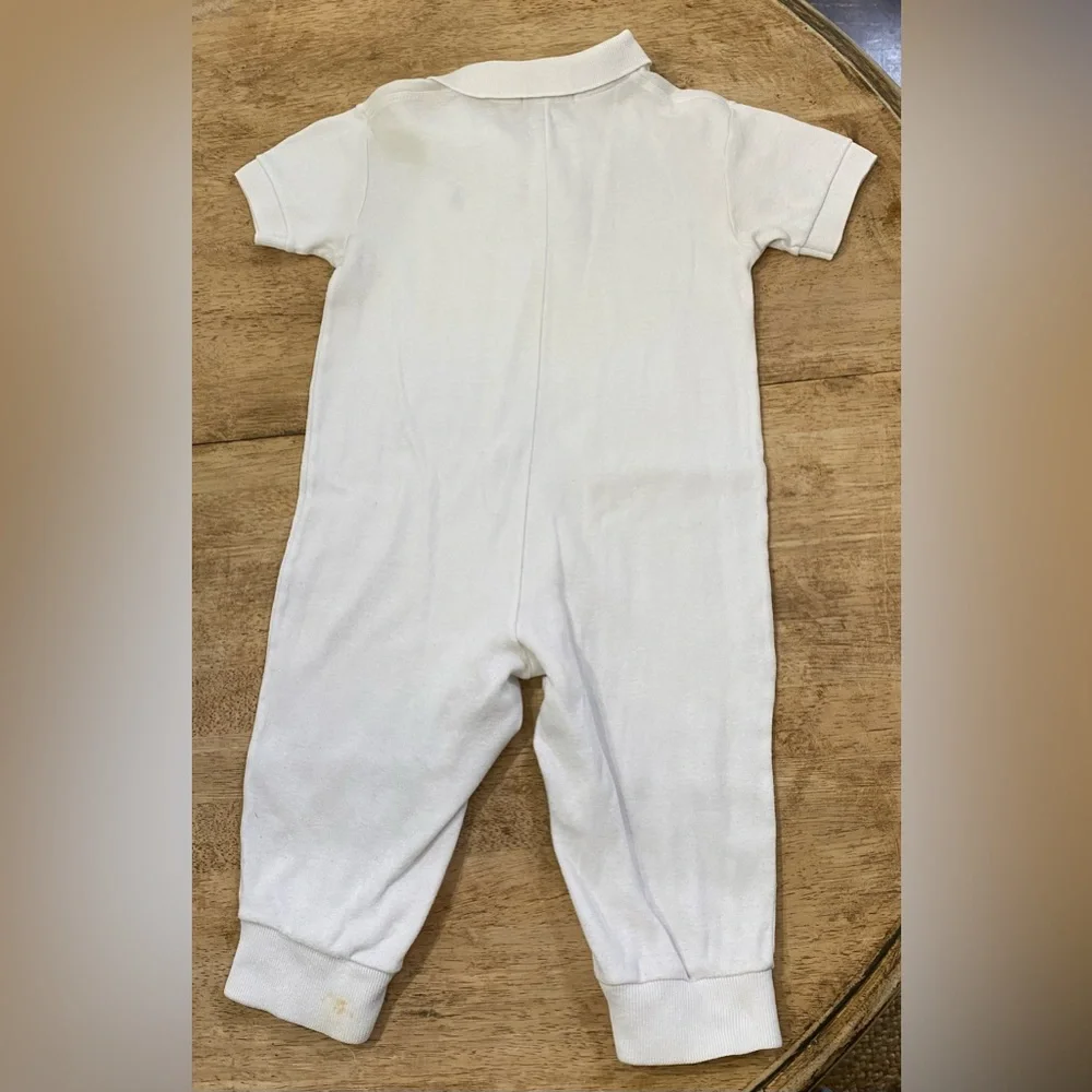 Vintage Ralph Lauren Infant Sz M (6-12m) White Soft Cotton‎ Polo Coverall